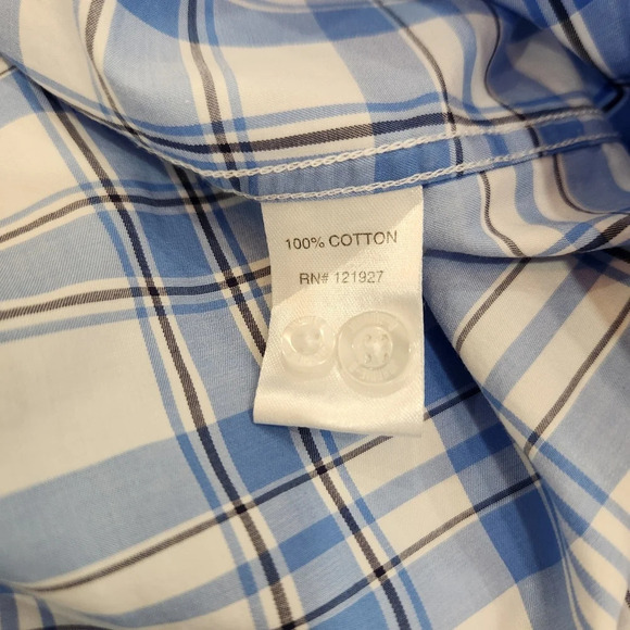 Johnnie O Shirt Mens XL Blue White Plaid Button Down West Coast Prep Surfer - Picture 7 of 14